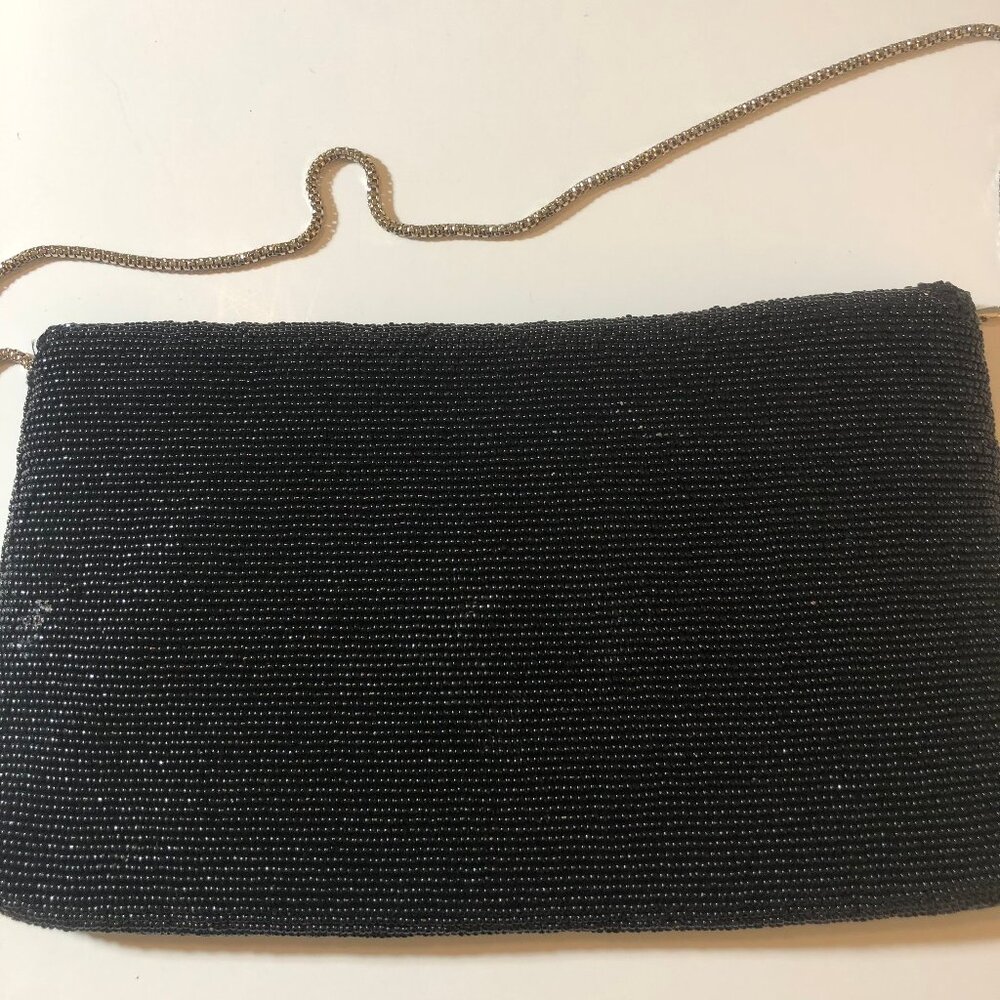 Vintage Waldorf Black Beaded Clutch – Hand Made in Hong Kong - Picture 8 of 16